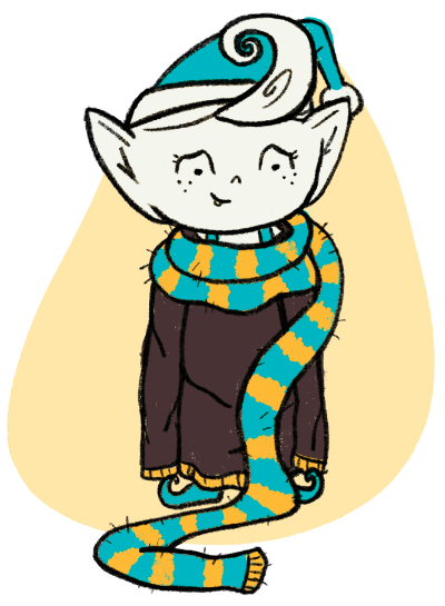 Bissell Elf wearing winter clothes